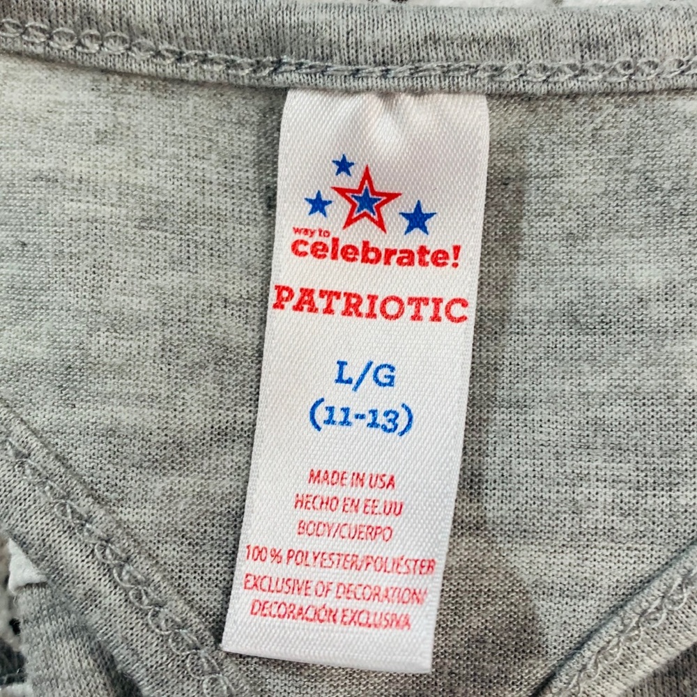 Patriotic  Gray Tank Top Cotton Fringe - Picture 3 of 4